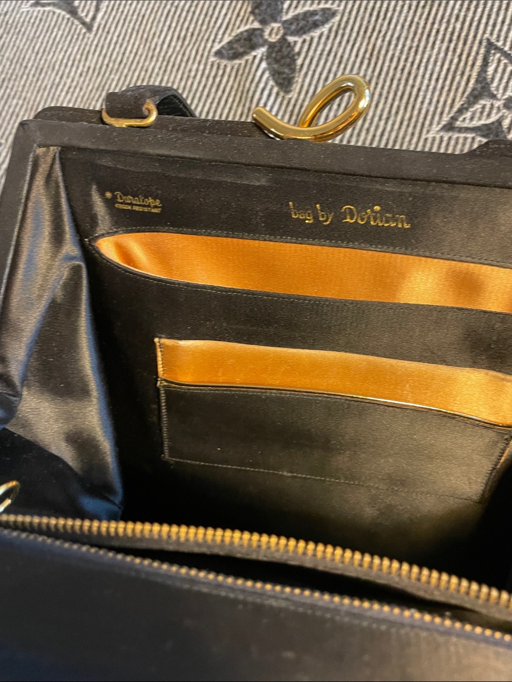 Vintage Bags by Dorian Black Suede Shoulder Bag with Gold-Tone Twist Closure - Picture 4 of 5